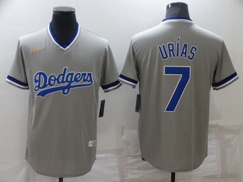 Men Los Angeles Dodgers 7 Urias Grey Throwback Nike Game 2022 MLB Jersey
